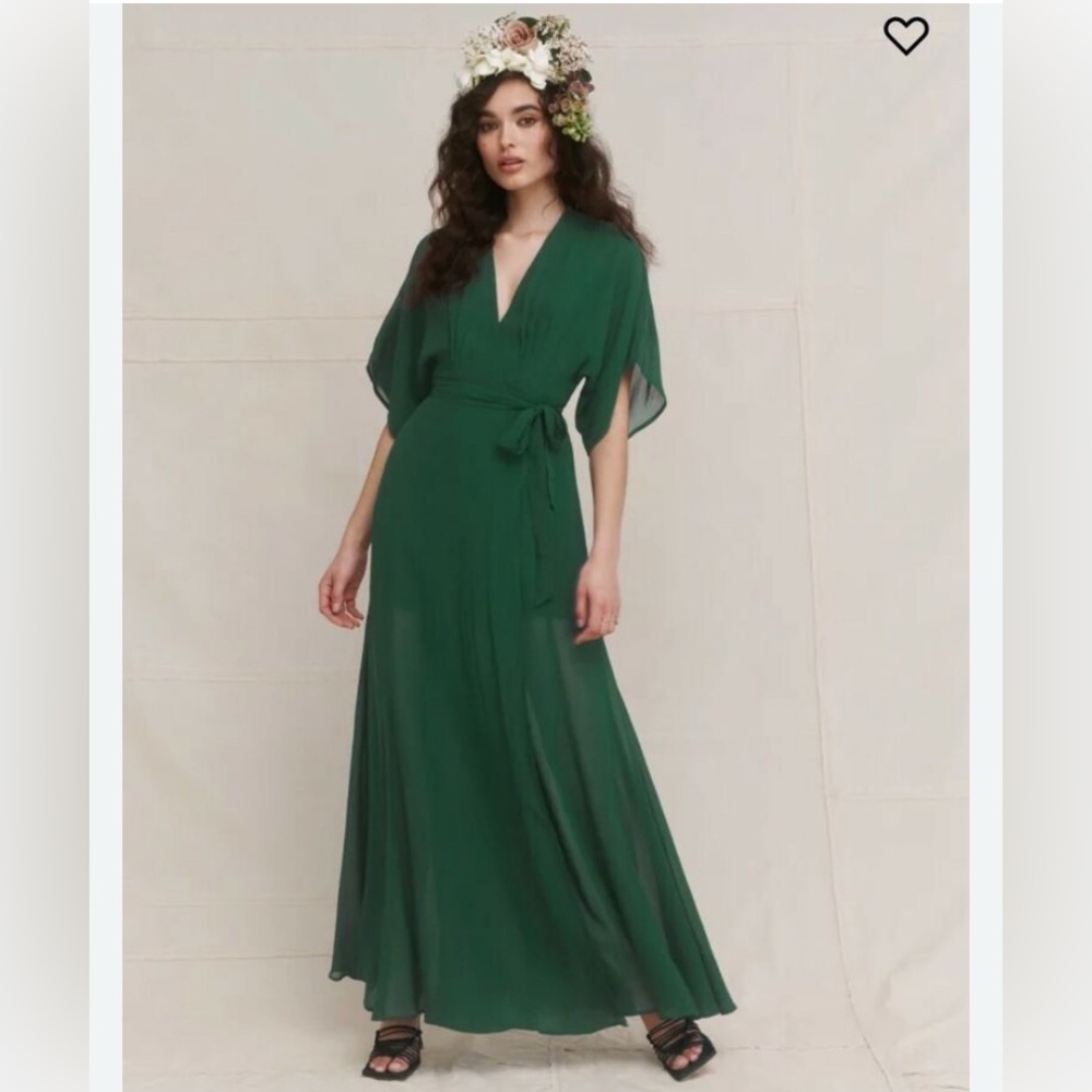 Never worn L Reformation Winslow dress in emerald green